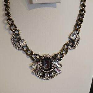N-013-Cookie Lee Chunky Brass Statement Necklace